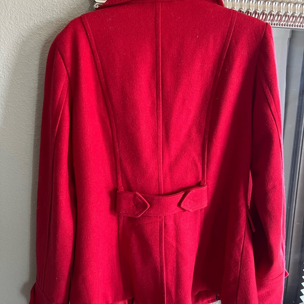Red Wool Peacoat - Picture 2 of 3